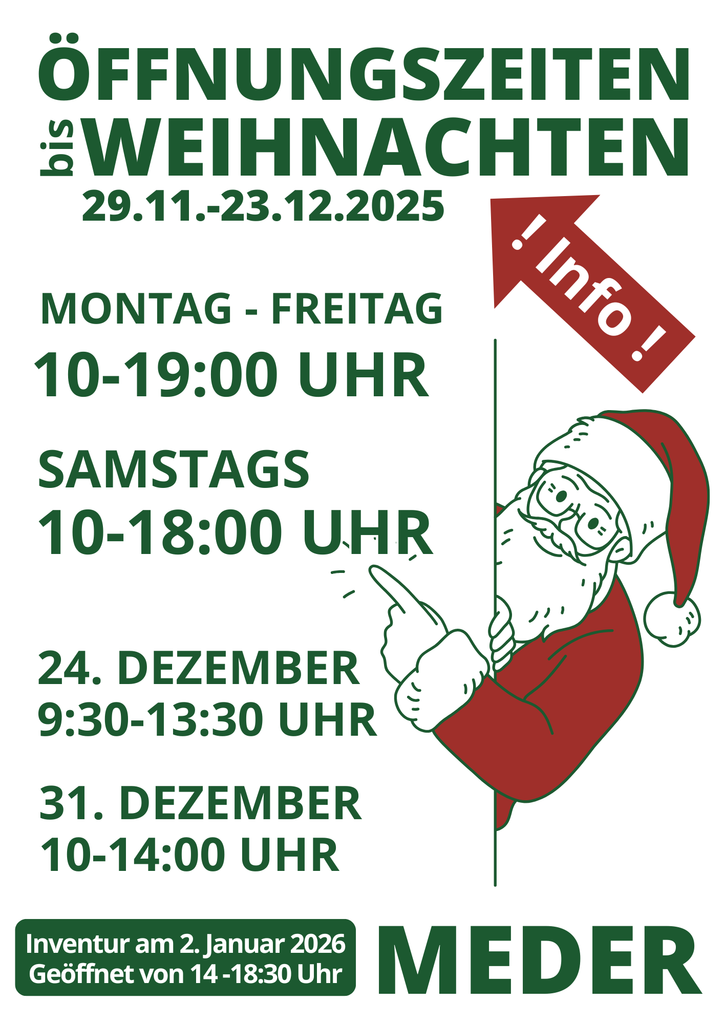 Öffnungszeiten bis Weihnachten